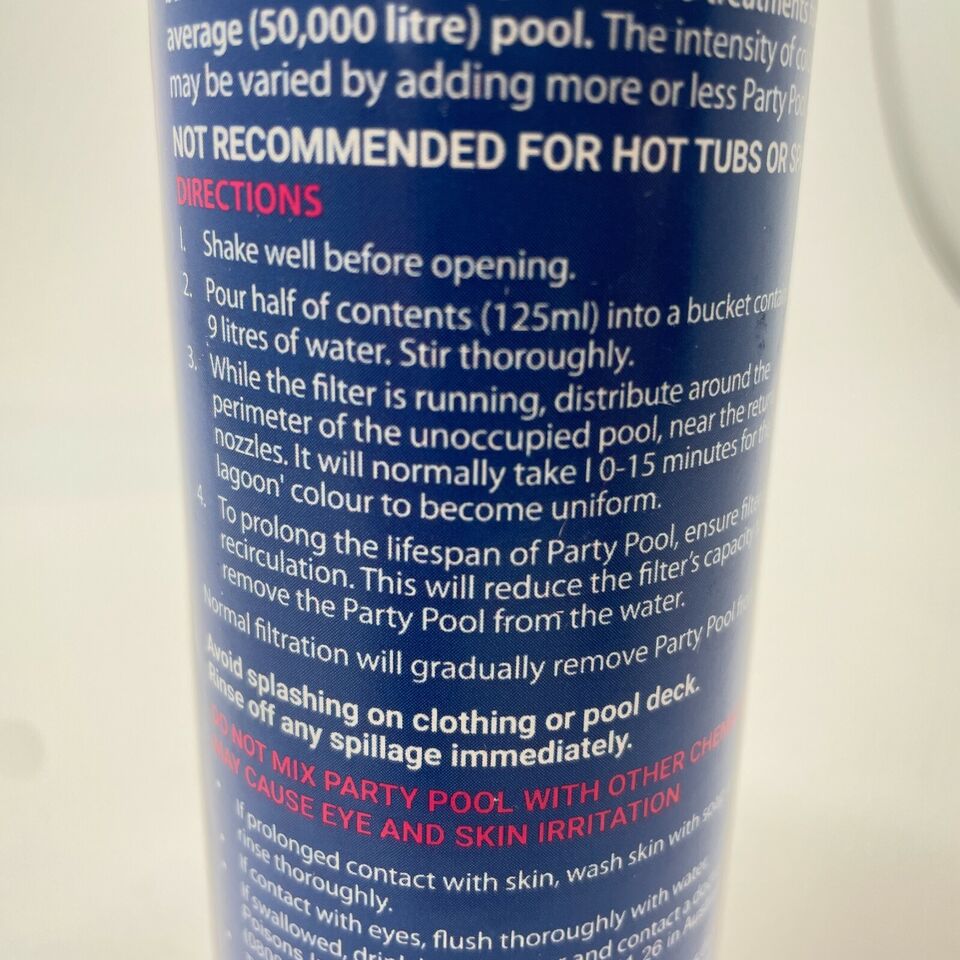 Party Pool Swimming Pool Blue Water Dye 250ml - Image 3
